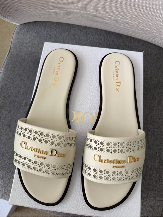Dior Shoes - Christian Dior D-Lane Cream Calfskin Slide in 40.5